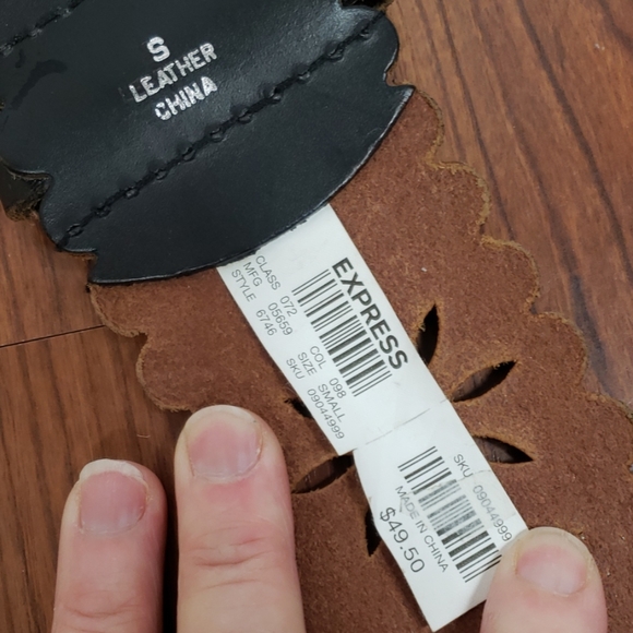 Express Leather Rhinestone/Stud Laser Cut Belt - Picture 2 of 8